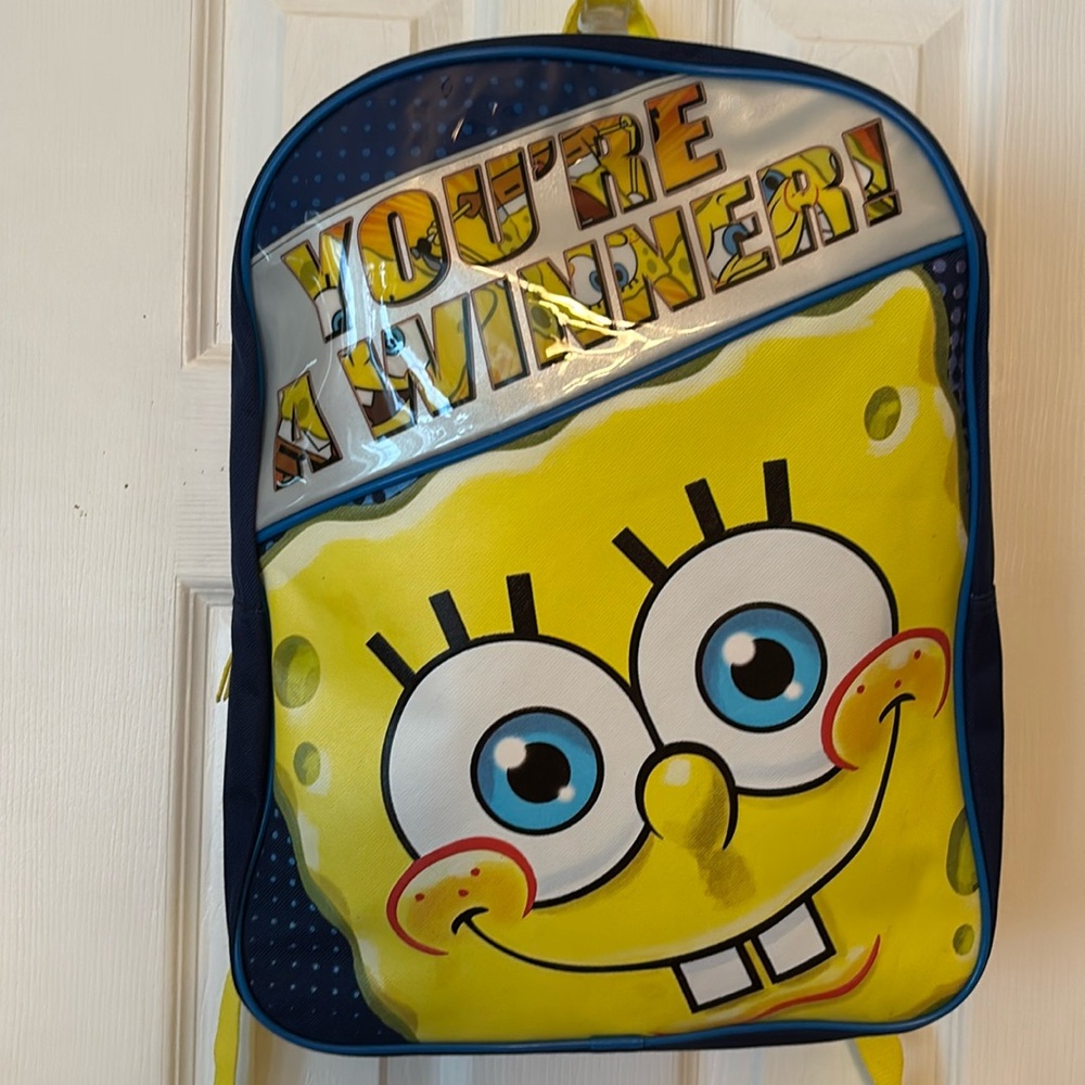 Backpack SpongeBob SquarePants new 15” x 12” adjustable padded straps zipper